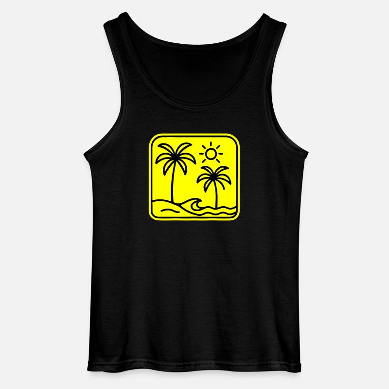 Plage de Palm Trees - Débardeur Gildan Homme - noir