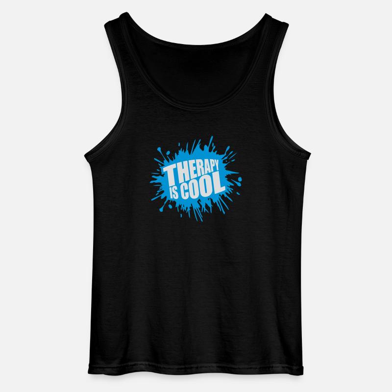 therapy is cool Zitat - Gildan Männer Tank Top - Schwarz
