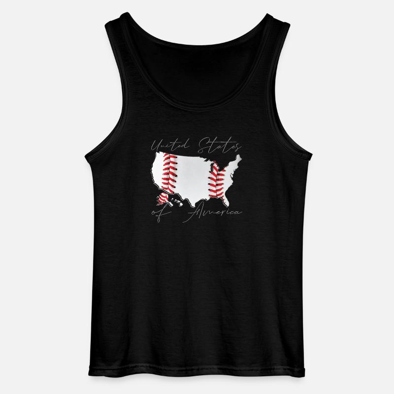 USA | echter Baseball | Landkarte Script - Gildan Männer Tank Top - Schwarz