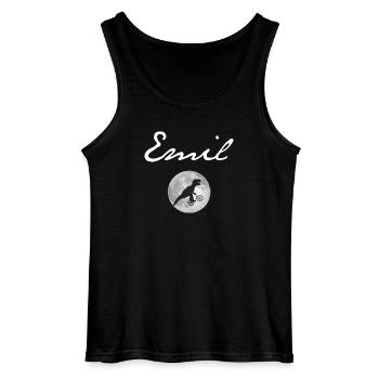 EMIL - Beautiful boy name with dinosaur - Gildan Men’s Tank Top - black - Front - AI Model Male 185 dark (185cm)