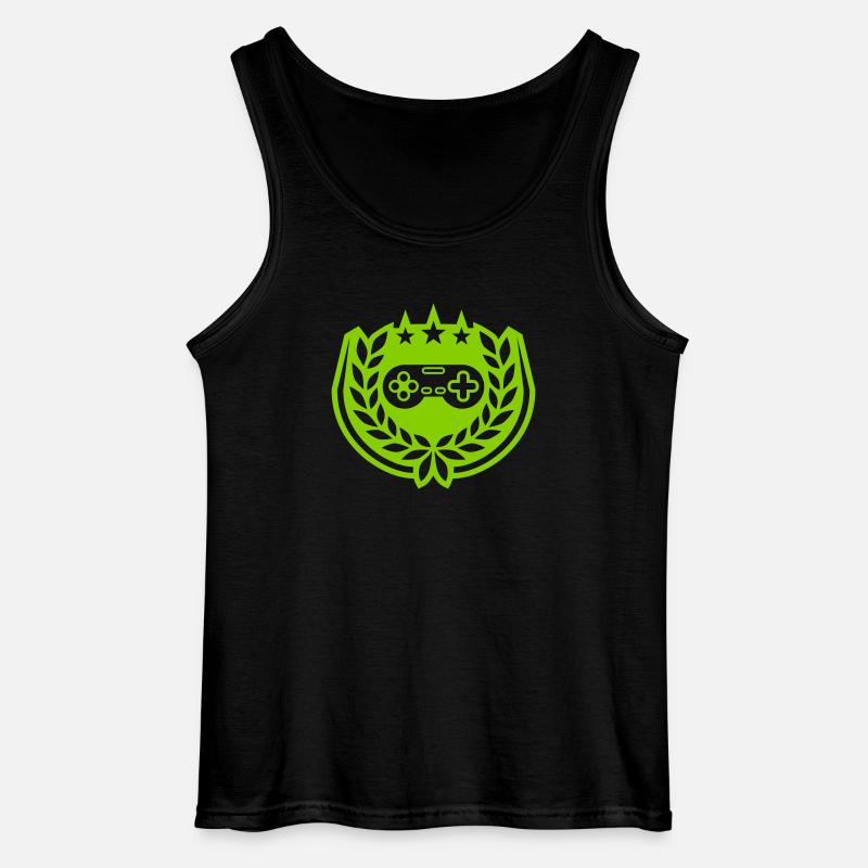 Retro Controller Stars Laurel Wreath - Gildan Men’s Tank Top - black