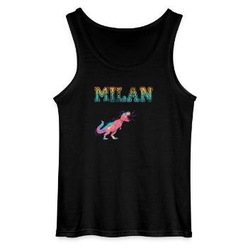 MILAN - Schöner Jungen Name mit Dinosaurier - Gildan Männer Tank Top - Schwarz - Vorne - AI Model Male 185 dark (185cm)