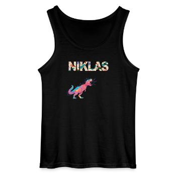 NIKLAS - Schöner Jungen Name mit Dinosaurier - Gildan Männer Tank Top - Schwarz - Vorne - AI Model Male 185 dark (185cm)