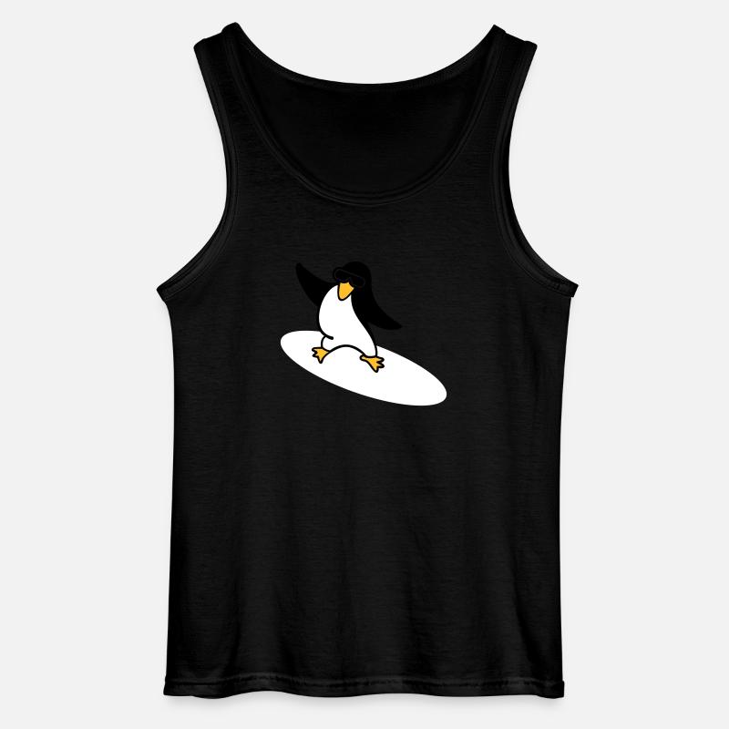 Surfer Pinguin / Surfer Penguin (3c) - Gildan Men’s Tank Top - black