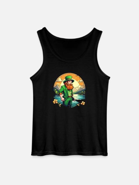 St. Patrick's Day Shamrock Fishing - Gildan Men’s Tank Top - black