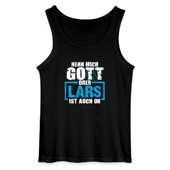 LARS - ok - Gildan Männer Tank Top - Schwarz - Vorne - AI Model Male 185 dark (185cm)