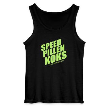 speed_pillen_koks - Gildan Männer Tank Top - Schwarz - Vorne - AI Model Male 185 dark (185cm)