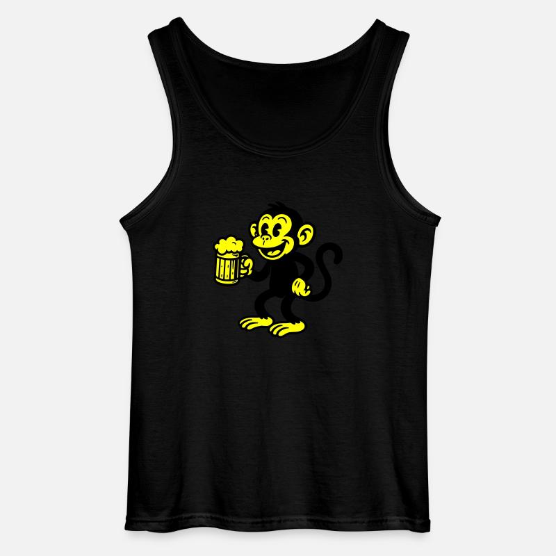 Monkey Beer Drinking - Débardeur Gildan Homme - noir