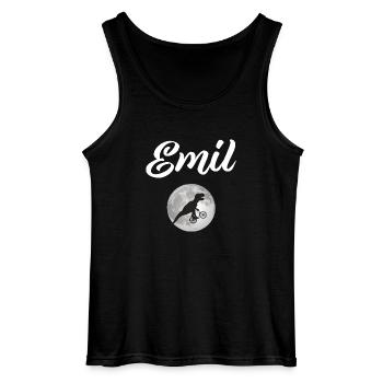 EMIL - Beautiful boy name with dinosaur - Gildan Men’s Tank Top - black - Front - AI Model Male 185 dark (185cm)