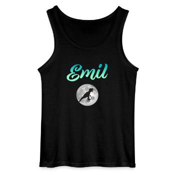 EMIL - Beautiful boy name with dinosaur - Gildan Men’s Tank Top - black - Front - AI Model Male 185 dark (185cm)
