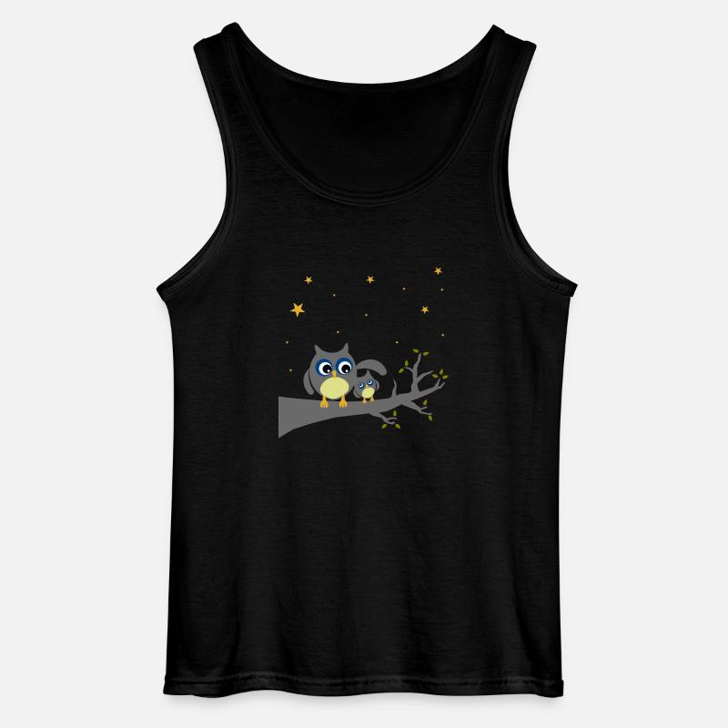 Eulen - Mama und Kind - Gildan Männer Tank Top - Schwarz