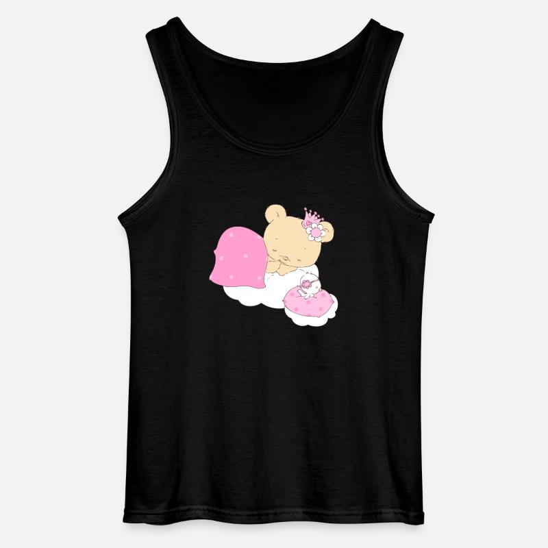 Bear princess sleeping on cloud - Gildan Men’s Tank Top - black