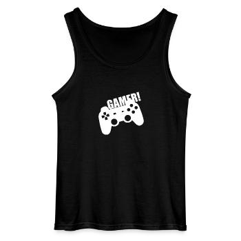 Gamer Games Console Video Games PC Controller - Gildan Men’s Tank Top - black - Front - AI Model Male 185 dark (185cm)