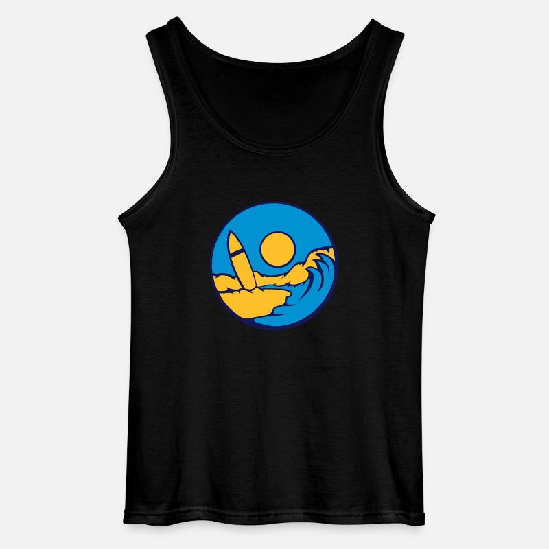 Surfboard Beach Wave - Gildan Men’s Tank Top - black