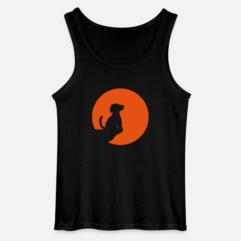 Sitzender Hund Klippe Mond - Gildan Männer Tank Top - Schwarz