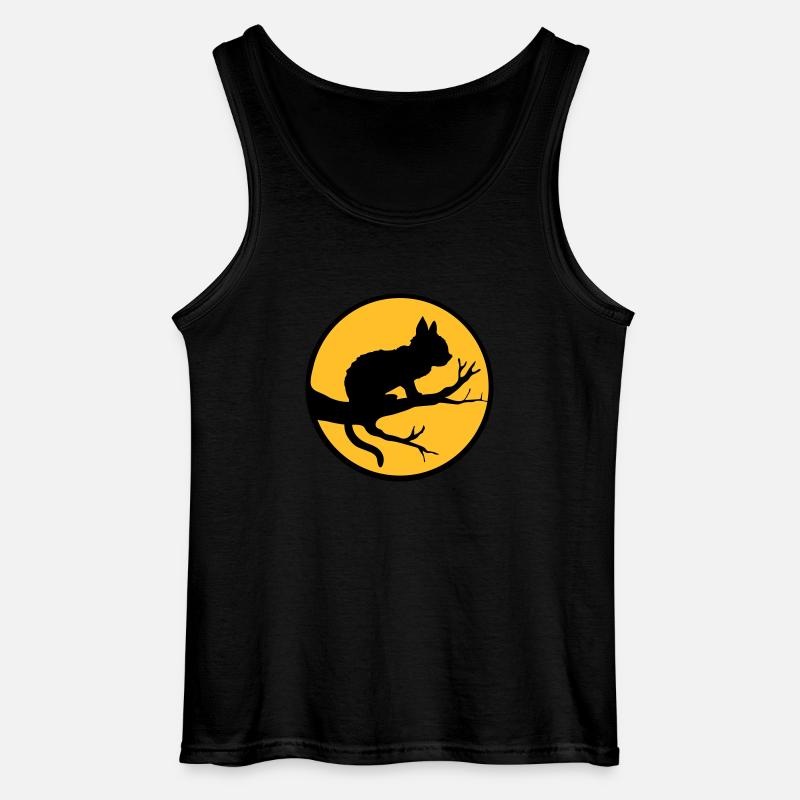 Schwarze Katze Mond Baum - Gildan Männer Tank Top - Schwarz
