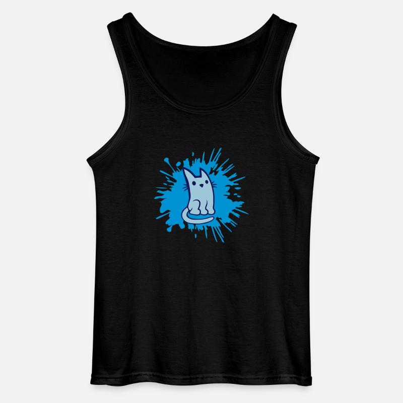 Farbklecks süße Katze Comic - Gildan Männer Tank Top - Schwarz