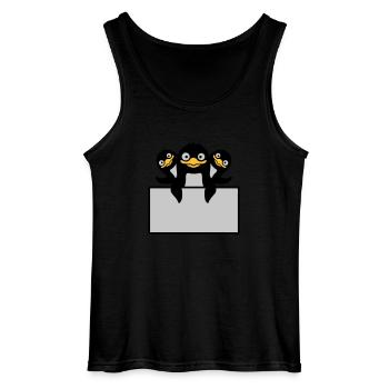 3 pingouins derrière le bouclier - Débardeur Gildan Homme - noir - Devant - AI Model Male 185 dark (185cm)