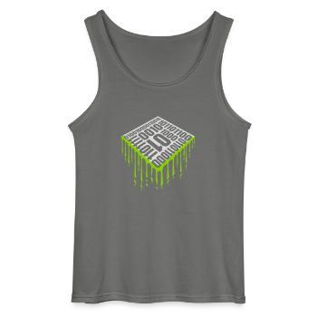 Binary Code Program Language - Gildan Men’s Tank Top - charcoal grey - Front - AI Model Male 185 dark (185cm)