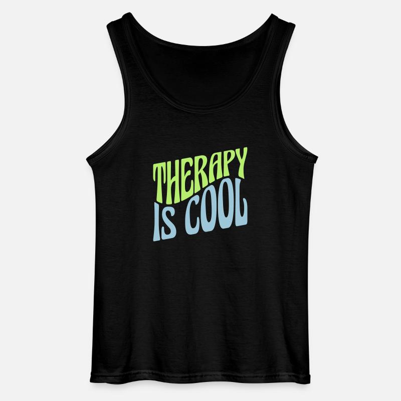 therapy is cool Zitat - Gildan Männer Tank Top - Schwarz