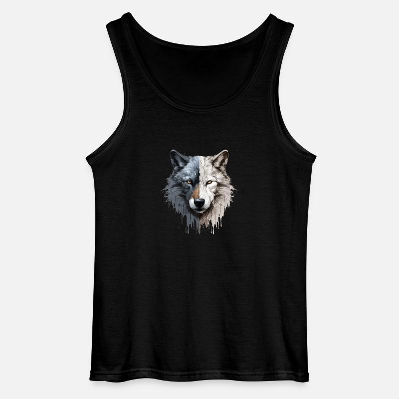 Wolf - Gildan Männer Tank Top - Schwarz