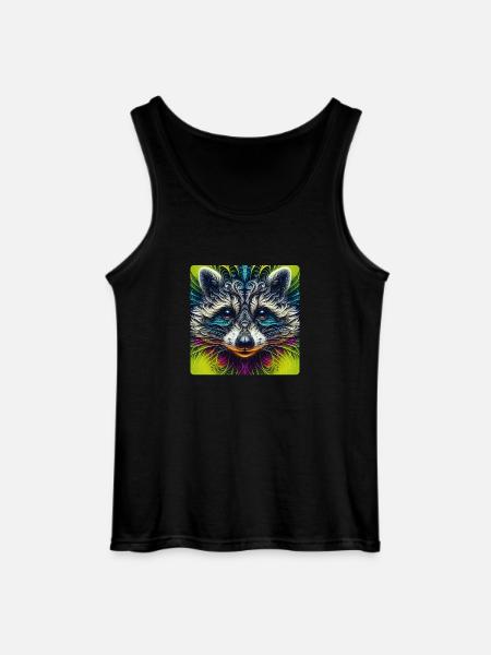 Racoon Fractal Art - Gildan Men’s Tank Top - black