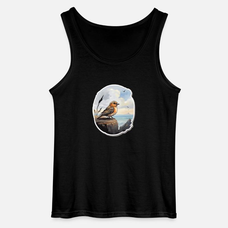 Landschaft Gemälde mit Vogel - Gildan Männer Tank Top - Schwarz