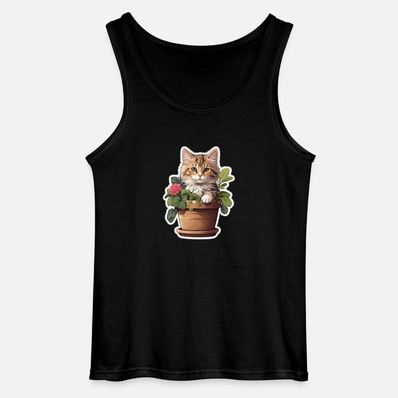 Süße Katze Blume - Gildan Männer Tank Top - Schwarz