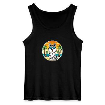 Carpathian Shepherd Dog Breed Cartoon Sunglasses - Gildan Men’s Tank Top - black - Front - AI Model Male 185 dark (185cm)