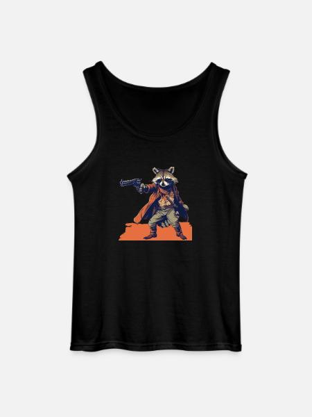 raccoon gunslinger - Gildan Men’s Tank Top - black