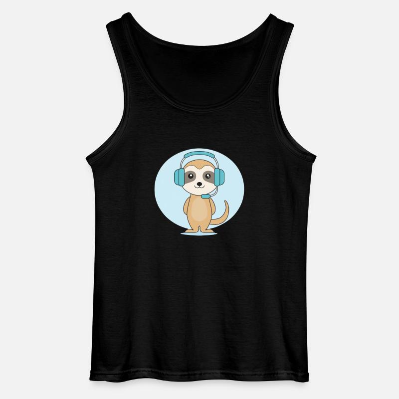 Erdmännchen mit Headset - Gildan Männer Tank Top - Schwarz