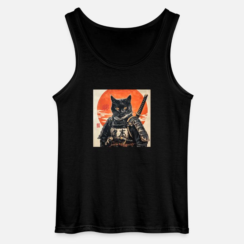 Katze Samurai Japan Ukiyo-E - Gildan Männer Tank Top - Schwarz