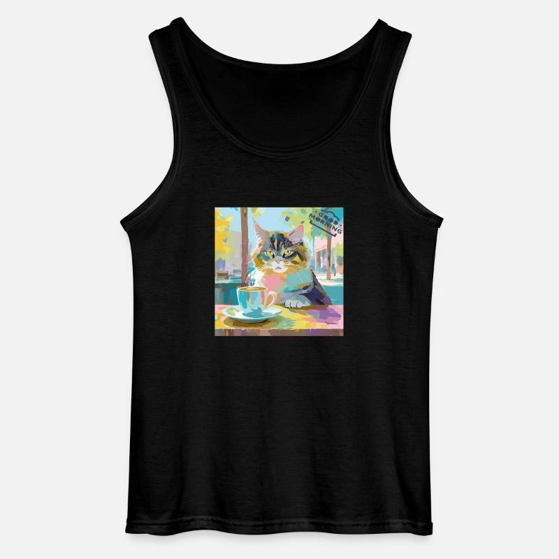 The Coffee Cat - Gildan Männer Tank Top - Schwarz