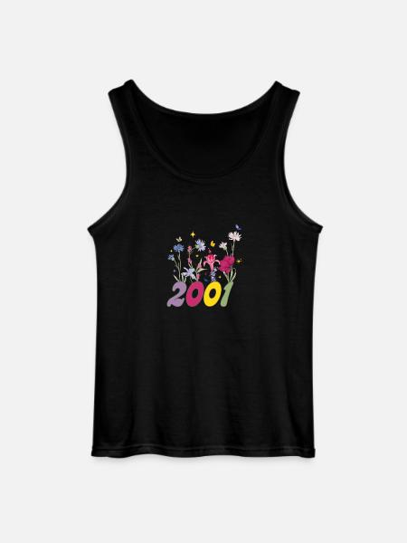 Year of birth 2001 wildflowers - Gildan Men’s Tank Top - black
