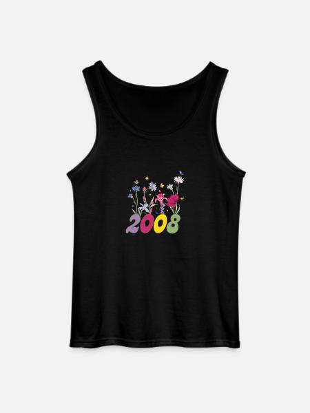 Year of birth 2008 wildflowers - Gildan Men’s Tank Top - black