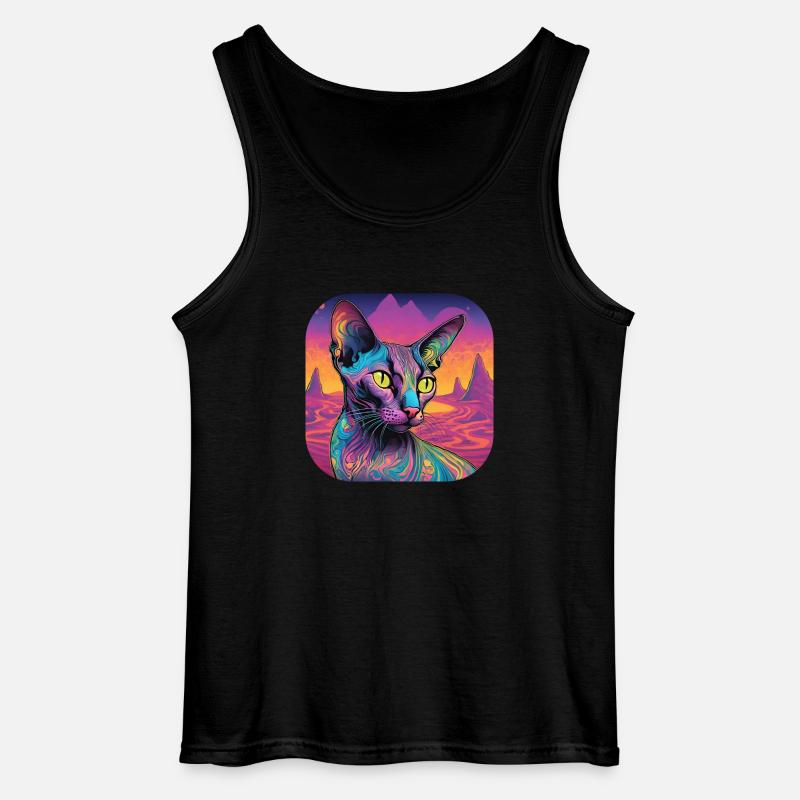 Psychedelische Katze - Gildan Männer Tank Top - Schwarz