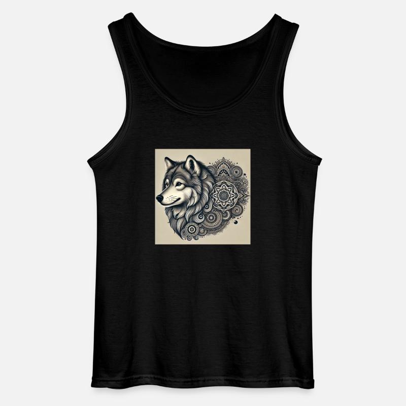 Wolf - Gildan Männer Tank Top - Schwarz