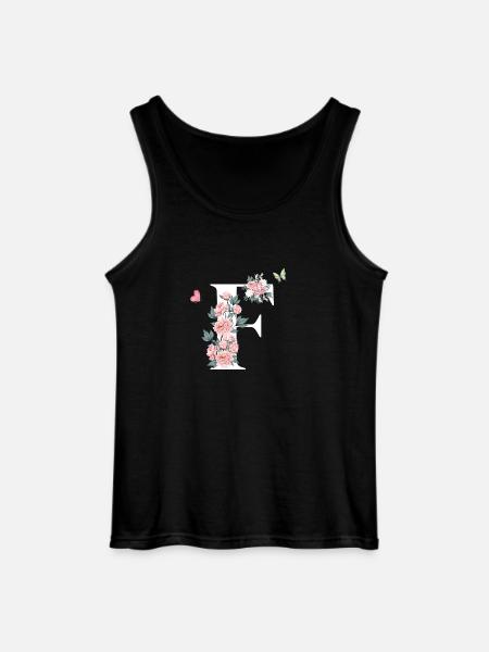 Lettre f fleurs rose - Débardeur Gildan Homme - noir