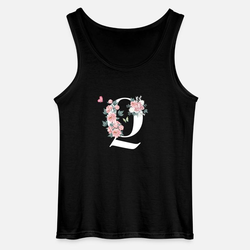Buchstabe q rosa Blumen - Gildan Männer Tank Top - Schwarz