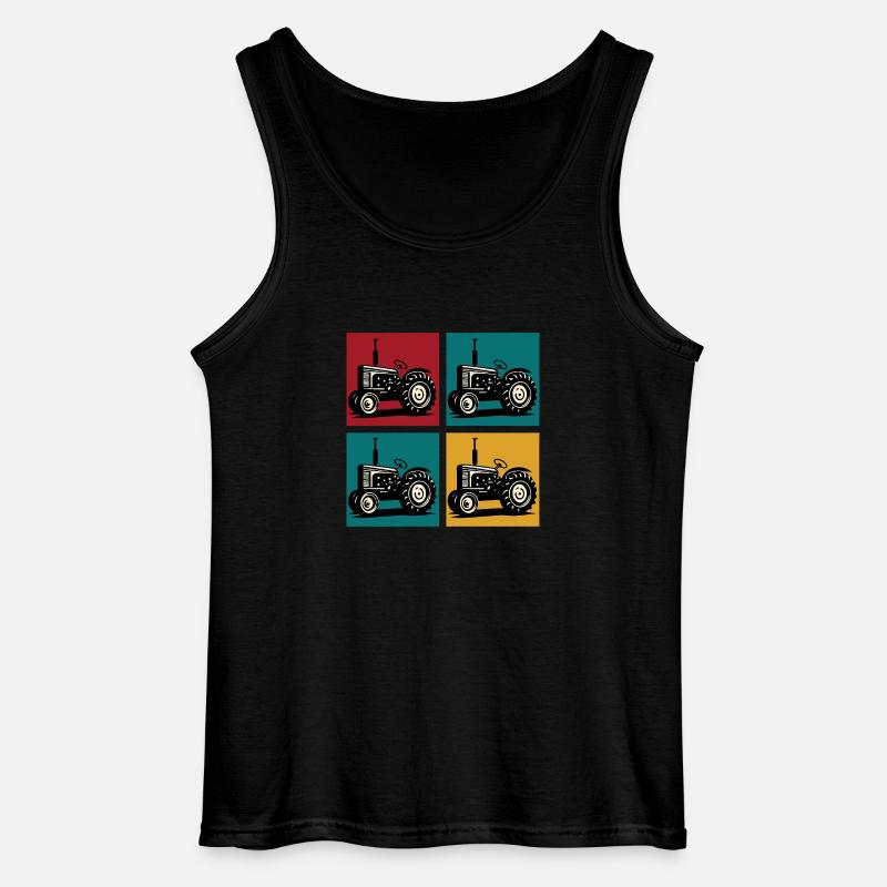 Retro-Oldtimer-Traktor - Gildan Männer Tank Top - Schwarz