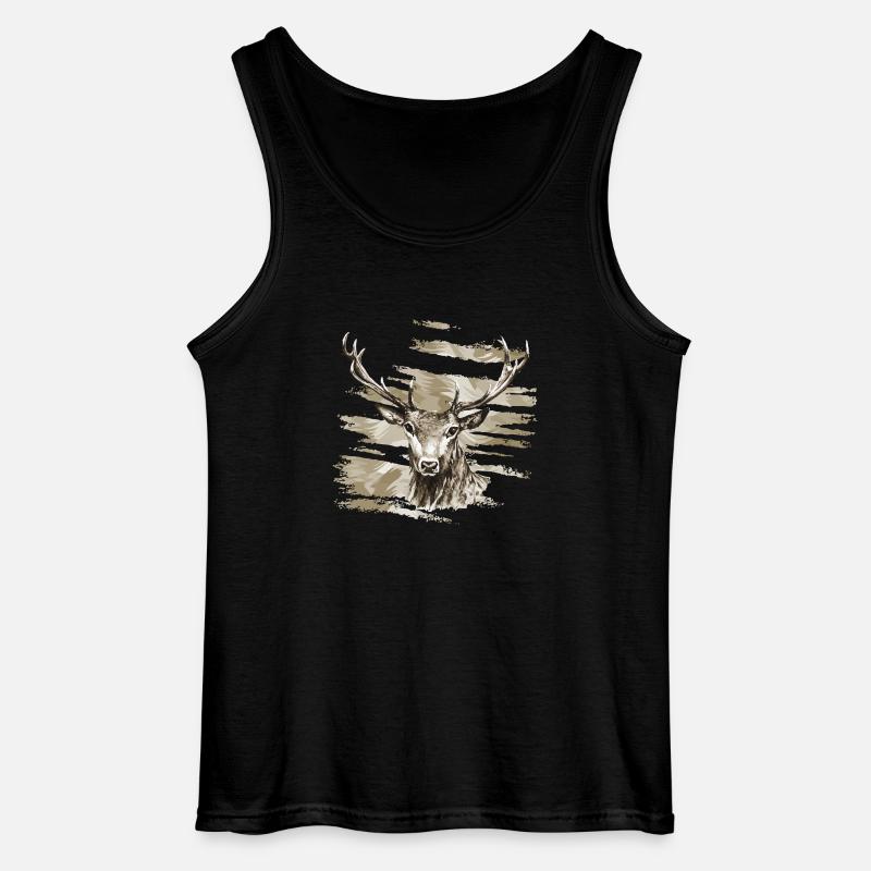 Hirsch - Gildan Männer Tank Top - Schwarz