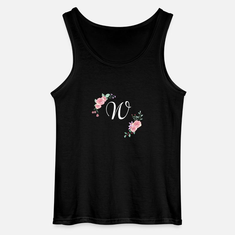 Rosa Blumenbuchstabe w - Gildan Männer Tank Top - Schwarz