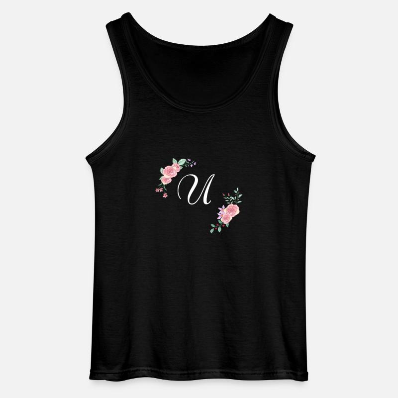 Rosa geblümter U-Buchstabe - Gildan Männer Tank Top - Schwarz