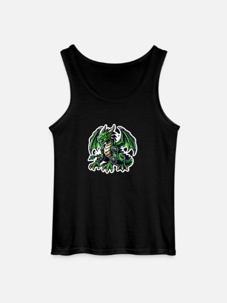 Cybernetic Green Dragon - Gildan Men’s Tank Top - black