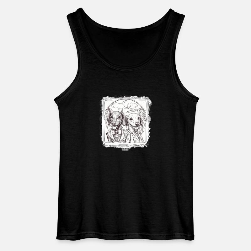 Devil vs. Angel Dachshund - Gildan Men’s Tank Top - black