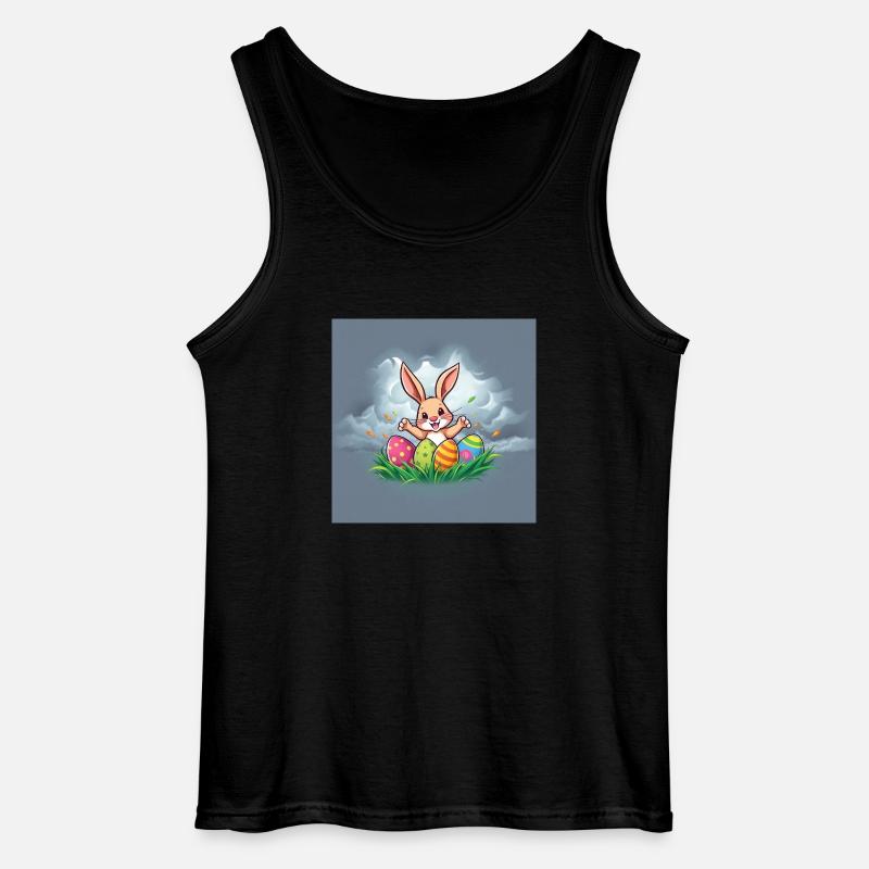 Fluffy Bunny & Happy Easter - Gildan Männer Tank Top - Schwarz