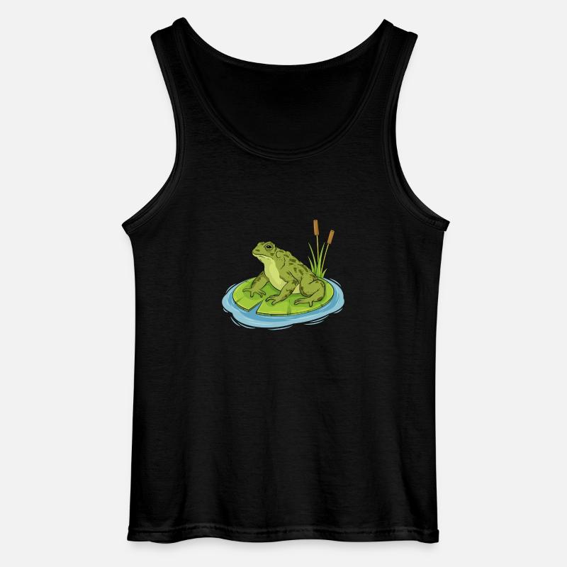 toad sitting on a lilypad - Gildan Men’s Tank Top - black