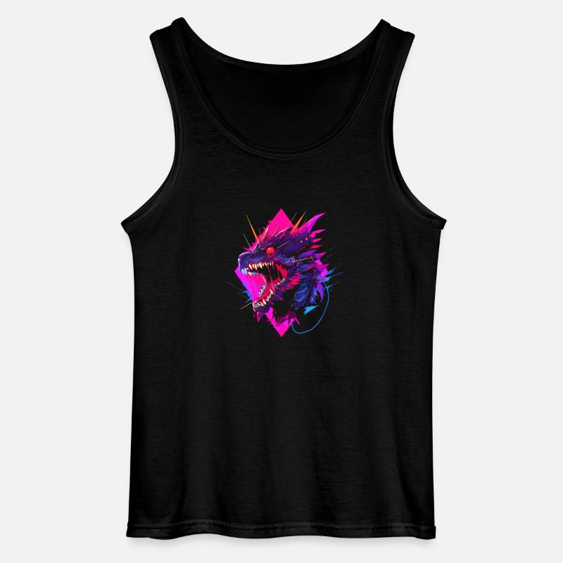Synthwave Dragon - Gildan Männer Tank Top - Schwarz