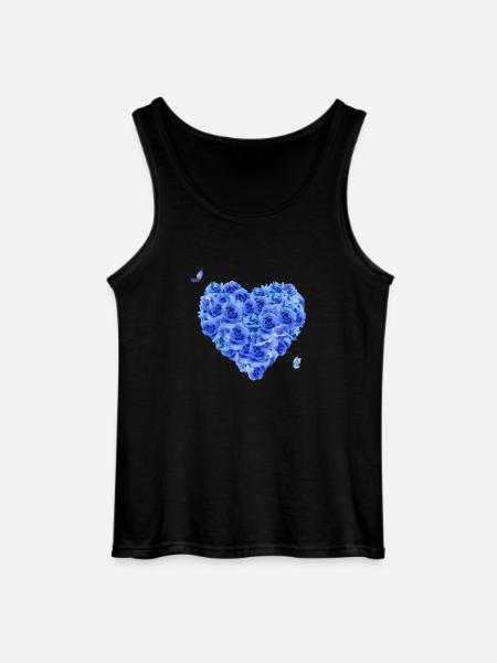 Blue floral heart - Gildan Men’s Tank Top - black