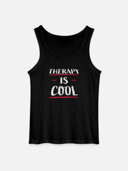 therapy is cool Quote - Gildan Men’s Tank Top - black